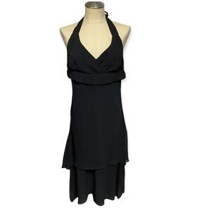 Dressbarn Collection Black Tiered Halter Cocktail Dress 14